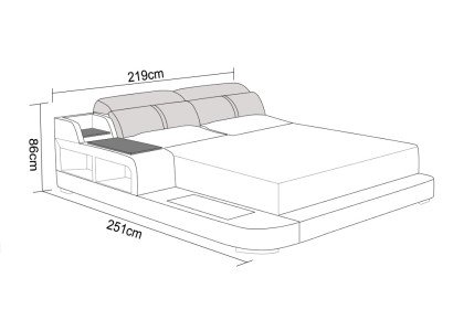 Letto d'acqua Hotel matrimoniale con letto completo in ecopelle e polsterbett con USB.