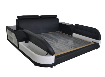 Design Letto XXL Grande in Pelle Hotel Imbottito 180x200 Multifunzione Libreria USB Letti