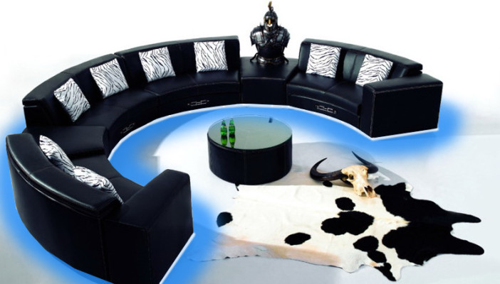 Divano circolare con USB Divano Grande XXL Salotto a soggiorno angolare Divano circolare Divano angolare Imbottito