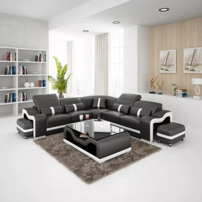 Eckcouch Cuscino per seduta Set di divani angolari Divano Zona giorno Divano Pouf Tavolino da salotto Nuovo