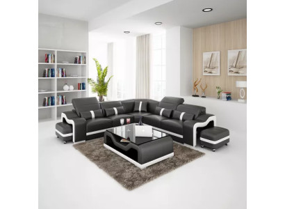 Eckcouch Cuscino per seduta Set di divani angolari Divano Zona giorno Divano Pouf Tavolino da salotto Nuovo