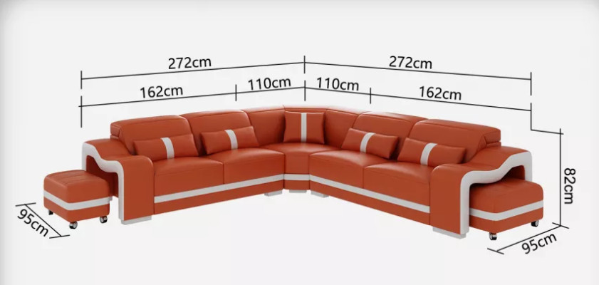 Eckcouch Cuscino per seduta Set di divani angolari Divano Zona giorno Divano Pouf Tavolino da salotto Nuovo