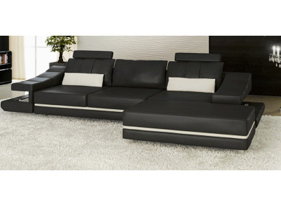 Moderno lussuoso divano in pelle a tre posti con pouf per soggiorno ufficio NUOVO Arte.