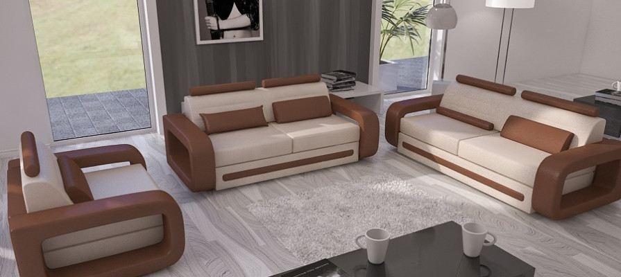 Divano divano divano imbottito in pelle divani divani 3+2+1 set Davos nuova suite.