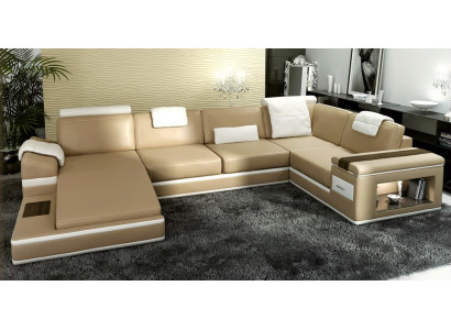 Divano ad angolo divano divano imbottito in pelle set di divani paesaggio abitativo angolare soggiorno beige
