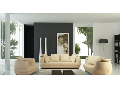 Divano set Royal Luxus di design poltrona 3+2+1 in pelle beige