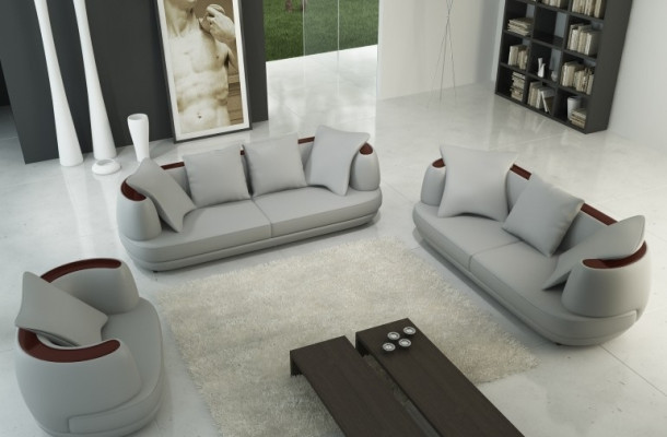 Divano set Royal Luxus di design poltrona 3+2+1 in pelle beige