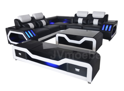 Moderno divano in pelle ad angolo L con suono - USB - Bluethooth nuovo