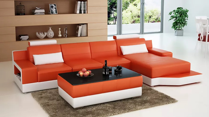 Divano angolare a L Moderno divano in pelle Divano angolare imbottito Design del divano