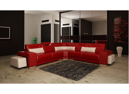 Pelle Moderno Divano Paesaggio abitativo Divano in pelle Set di divani Divano a L Tavolino da salotto