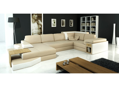 XXL Design grande divano con USB divano angolare paesaggio salotto a forma di U pelle tessuto angolo