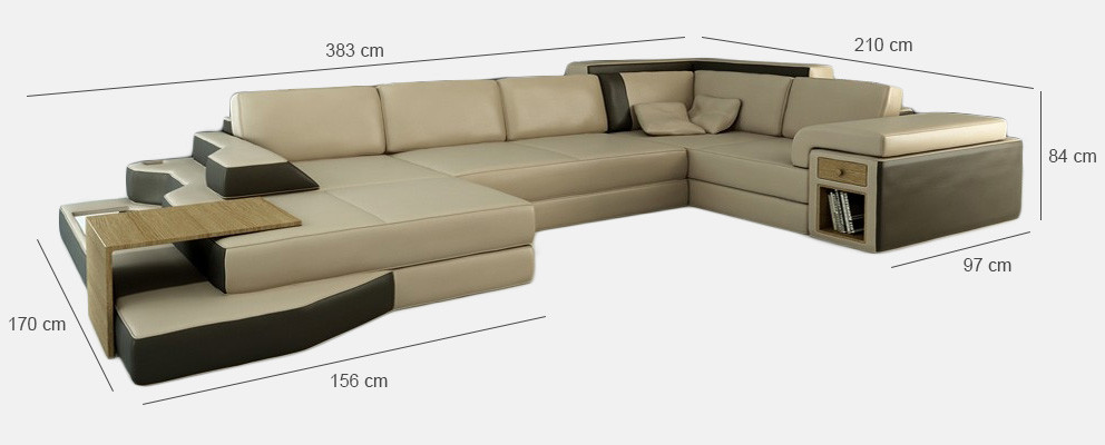 XXL Design grande divano con USB divano angolare paesaggio salotto a forma di U pelle tessuto angolo