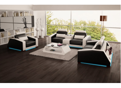 Divano in pelle Divano Set di divani Nuovo 3+2+1 posti Design moderno del divano con USB.