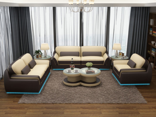Divano in pelle, divano, set di divani nuovo 3+2+1 posti set design moderno divano + USB.