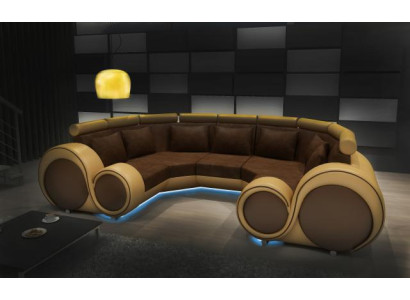 Divano ad angolo Salotto a forma di U Tessuto Big XXL Divano ad angolo in tessuto Nuovo