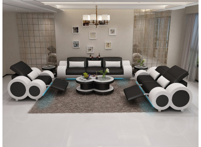 Divano in pelle Divano Divano Set di divani 3+2+1 posti Design Decorazione Moderno Sofa