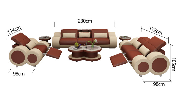 Divano in pelle Divano Divano Set di divani 3+2+1 posti Design Decorazione Moderno Sofa