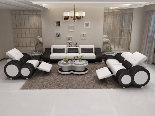 Divano in pelle Divano Divano Set di divani 3+2+1 posti Design Decorazione Moderno Sofa