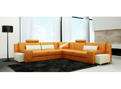 Wohnlandschaft Polster Ecke Eck Sofa mit USB Garnitur Landschaft Leder V015B Neu  Soggiorno imbottito divano a forma di L con USB set in pelle paesaggio V015B nuovo