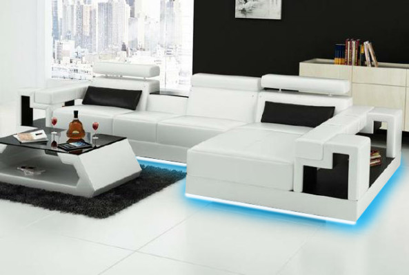 Soggiorno divano ad angolo divano in pelle divano + USB imbottito posti a sedere angolo insieme nuovo 2710B