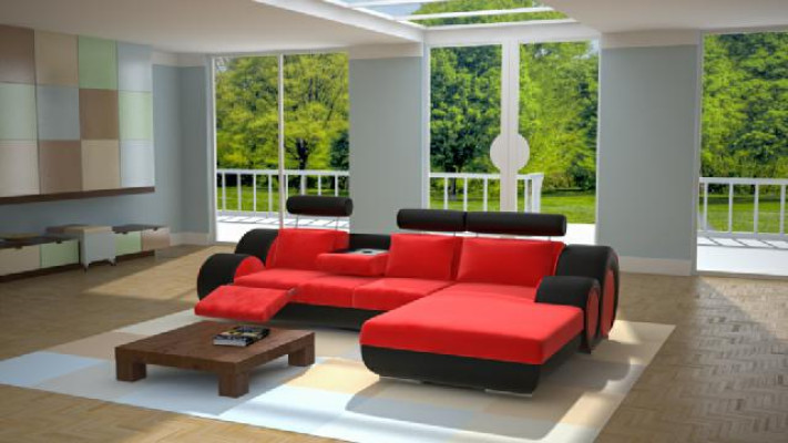 Designer set soggiorno divano ad angolo + USB, divano imbottito in pelle, nuovi divani