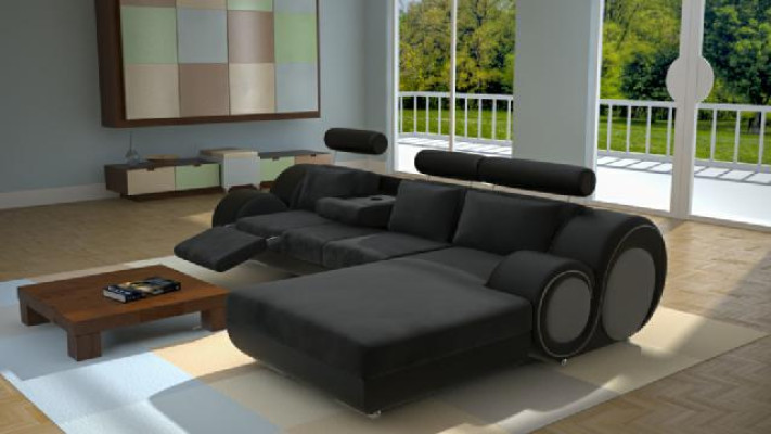 Designer set soggiorno divano ad angolo + USB, divano imbottito in pelle, nuovi divani