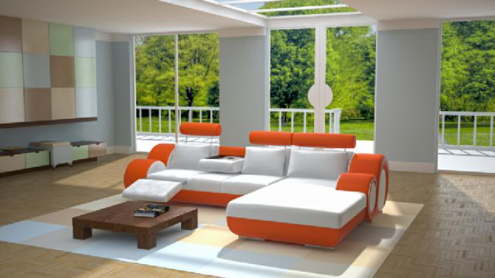 Designer set soggiorno divano ad angolo + USB, divano imbottito in pelle, nuovi divani