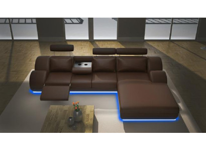 Set di divani di design divano d'angolo con presa d'angolo divano divano in pelle imbottito con USB