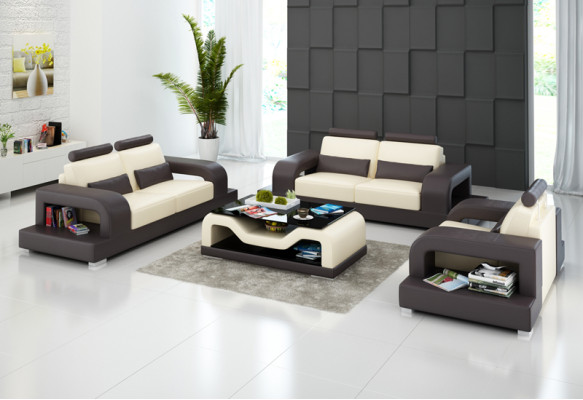 Divano in pelle Divano Soggiorno Composizione 3+2+1 Posti Sedute Set Divano Design Moderno