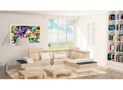 Designer divano ad angolo per arredamento, nuovo divano, divano, divano letto in pelle imbottita + USB, set