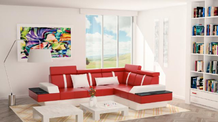 Designer divano ad angolo per arredamento, nuovo divano, divano, divano letto in pelle imbottita + USB, set