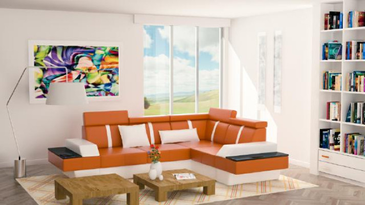 Designer divano ad angolo per arredamento, nuovo divano, divano, divano letto in pelle imbottita + USB, set