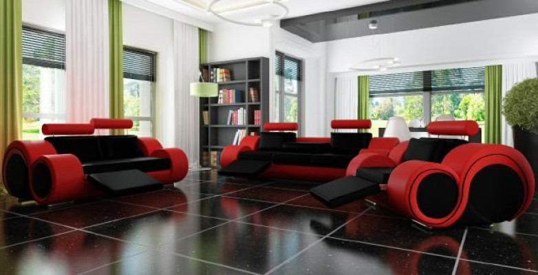 Divano BERLINO Set di divani imbottiti 3+2 posti Divano design in pelle con USB Nuovo