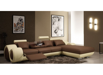 Design brevettato Divano angolare con USB, Rivestimento in pelle Angolo BERLINO Salotto