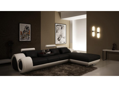 Design brevettato Divano d'angolo Sofa +USB, Rivestimento in pelle Salotto ad angolo BERLINO.