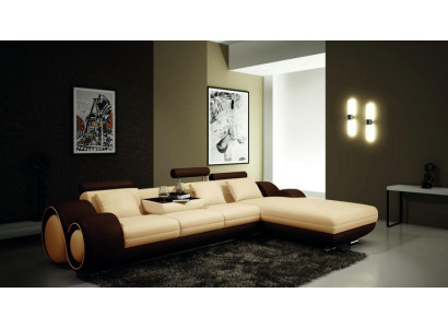 Design brevettato divano angolare + USB imbottitura in pelle angolo salotto BERLINO