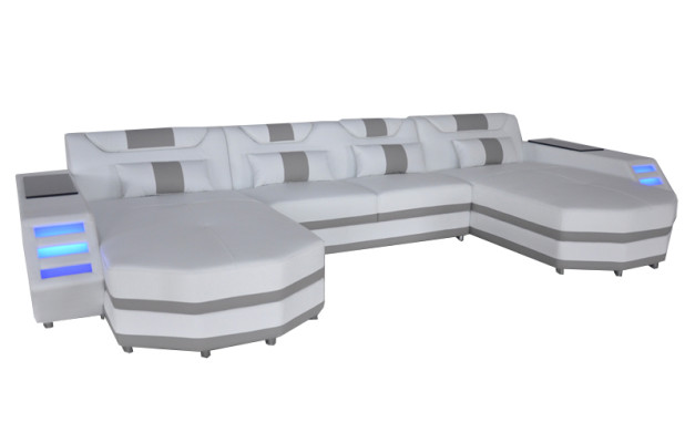 Design in pelle imbottita Angolo seduta con pannelli USB Pelle imbottita Paesaggio Camera da letto Divano soggiorno