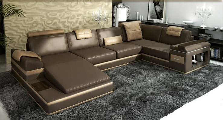 Un bellissimo divano ad angolo a forma di U in un design contemporaneo fantastico