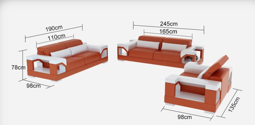 Divano in pelle Set divano componibile 3+2+1 Design moderno con USB