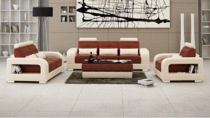 Divano Divano Imbottito Composizione Abitativa Sedile Mobili Set Gruppo 3+2+1 Divani con USB