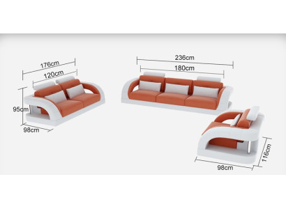 Design divano in pelle divanetti 3+2+1 posti con USB.