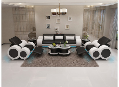 Divano in pelle Divano Salotto Set 3+1+1 Posti Nuova Linea di design moderno Divano