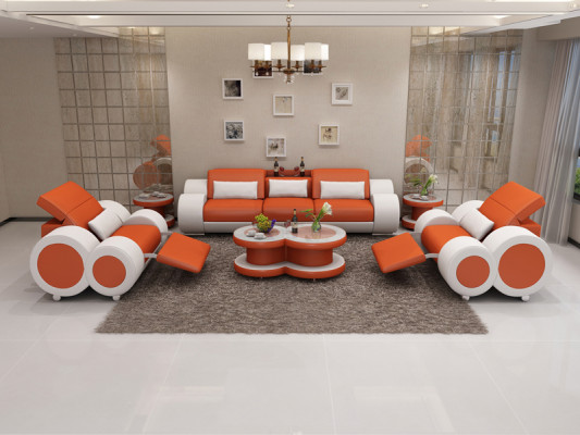 Divano in pelle Divano Salotto Set 3+1+1 Posti Nuova Linea di design moderno Divano