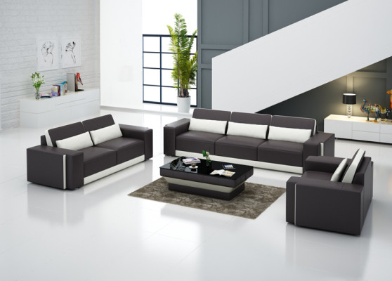 Divano in pelle con USB, divano paesaggio abitativo, set di divani, set di divani design moderno.