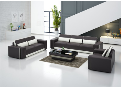 Divano in pelle con USB, divano paesaggio abitativo, set di divani, set di divani design moderno.