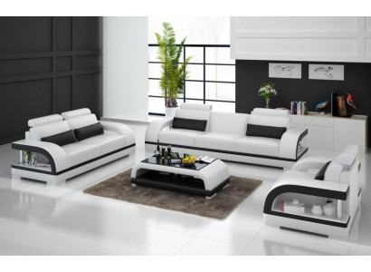 Set di divani in pelle per designer con USB 3+2+1 - set di divani, divano, divani assortiti