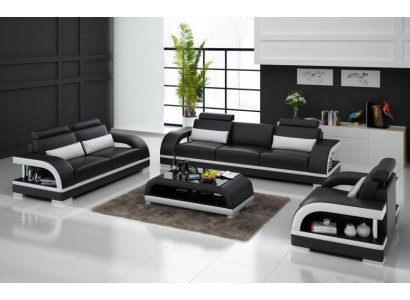Set di divani in pelle designer 3+2+1 con porta USB, divano, nuovo divano bianco