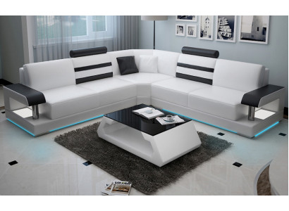 Set di divani in pelle per il soggiorno: divani a 3 posti + 2 posti + 1 posto con USB