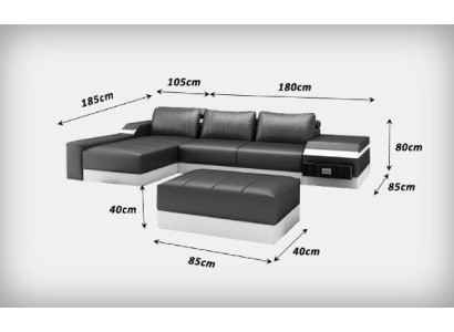 Divano ad angolo + USB, Divano ad angolo Sofa Couch, Set di rivestimenti in pelle per divani, Chaiselounge per salotto.
