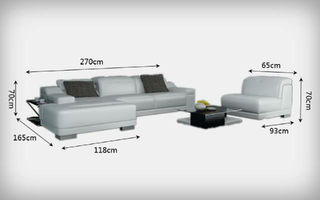 Soggiorno divano angolare Divano d'angolo con USB, set paesaggio in pelle Nuovo/2711B